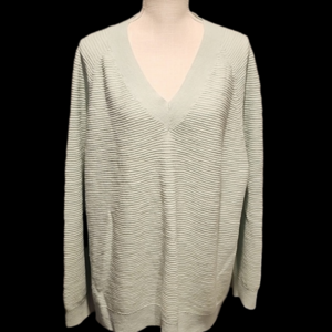 Loft v-neck ribbed sweater light teal color size large